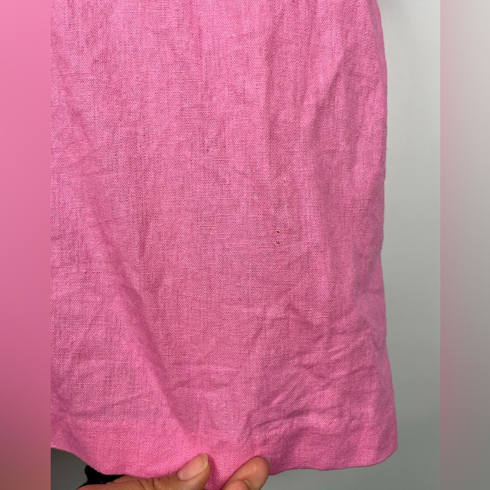 Anna Maxwell Pink Linen Blend Embroidered Floral Short Sleeve Button Up Shirt - Picture 10 of 10